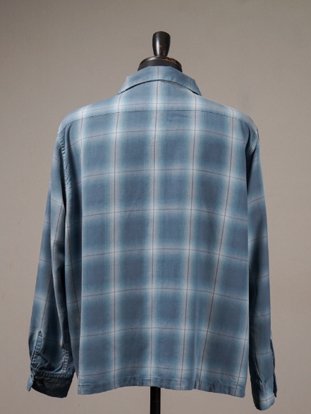 GANGSTERVILLE【美品】レーヨン＆コットン オンブレチェックシャツ L GANGSTERVILLE 「LOCOS - L/S SHIRTS」 オンブレーチェック オープン