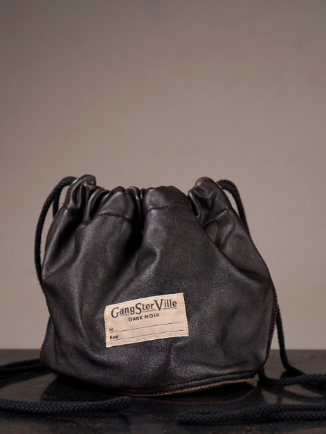 GANGSTERVILLE 　　 「DARK NOIR - LEATHER EFFECT BAG」　　レザー巾着バッグ