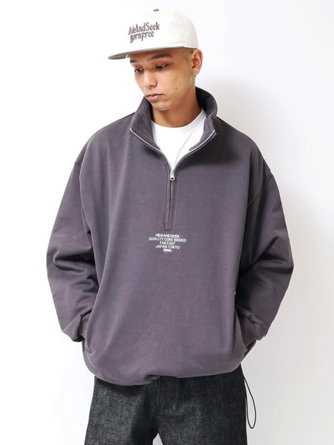 S.K. MANOR HILL ブラックフリース ハーフジップ スウェットシャツ ハーフジップスウェットシャツ / Half Zip Sweatshirt