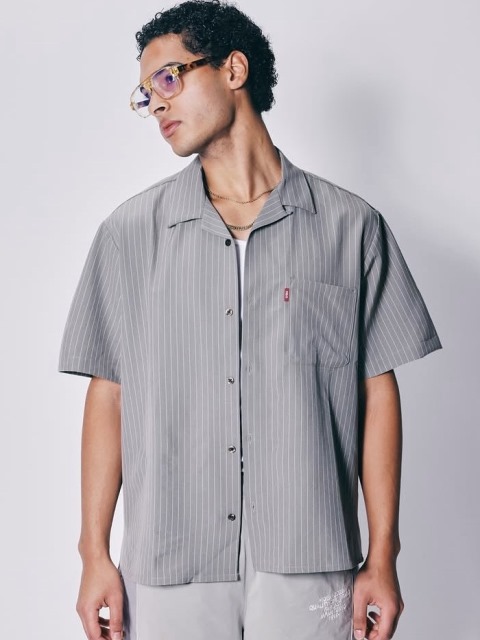 Hide and Seek 「Striped S/S Shirt」 オープンカラーストライプシャツ