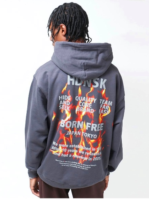 HIDEANDSEEK 「Flame Hooded Sweat Shirt」 プリントスウェットパーカー 