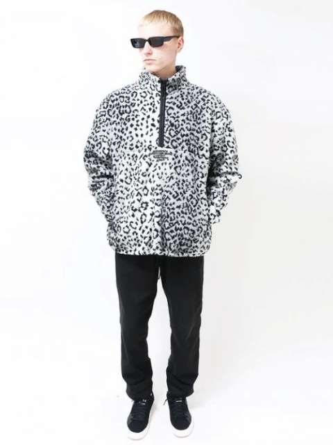 HIDEANDSEEK ボア フリース ハーフジップアノラック パンサー