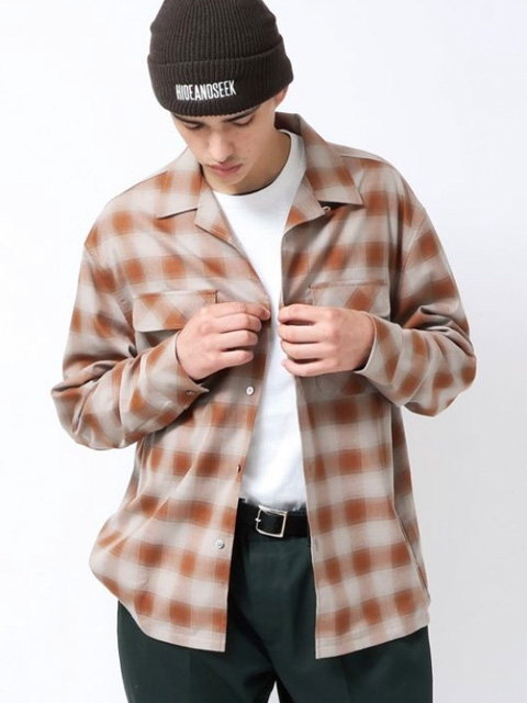 22SS HIDE AND SEEK オンブレチェックシャツ M（Ombre Check L/S Shirt 