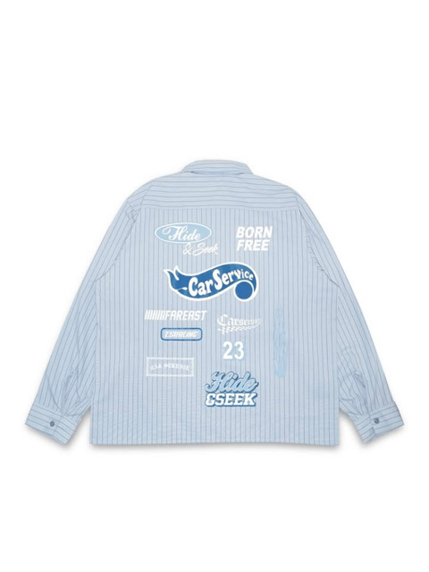 Hide and Seek × CarService 「Work L/S Shirt（STRIPE