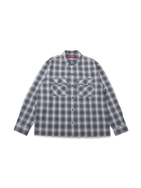 GQ3006◇HideandSeek : オンブレチェックシャツ◇M◇ HIDE AND SEEK - OMBRE CHECK L/S SHIRT (BLACK) / オンブレ