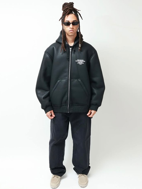 Hide and Seek 「PU Leather Boa Hooded Jacket」 PUレザー ボア
