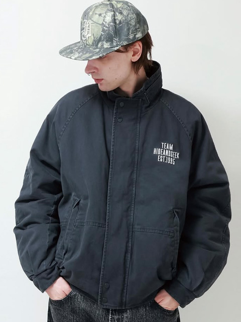 HIDE AND SEEK / ジャケット/L/コットン/BLK/無地 Hide and Seek 「Washed Saling Jacket」 ユーズド加工 パデットジャケット