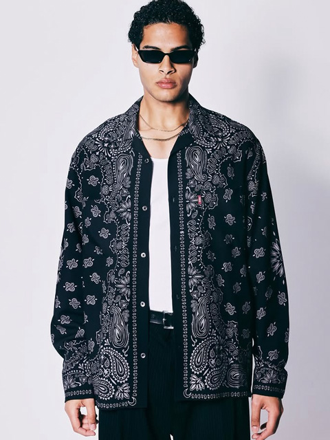 【希少】サンディニスタエクスペリエンス×パーマネントジェニュイン スカルシャツ Hide and Seek 「Bandana L/S Shirt（26SS）」 テンセル オープン