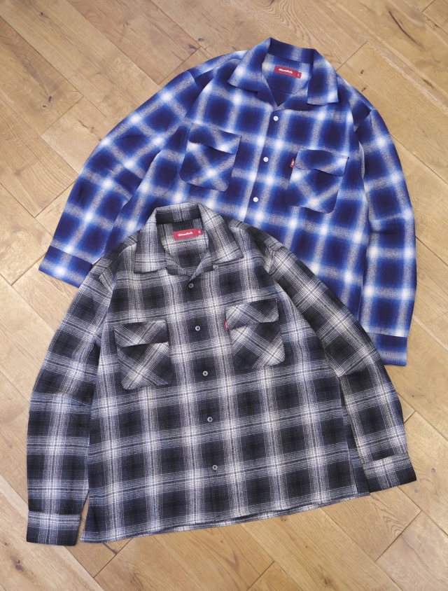 Hide and Seek　「Ombre Check  L/S Shirt（25AW）」　オープンカラー オンブレーチェックシャツ
