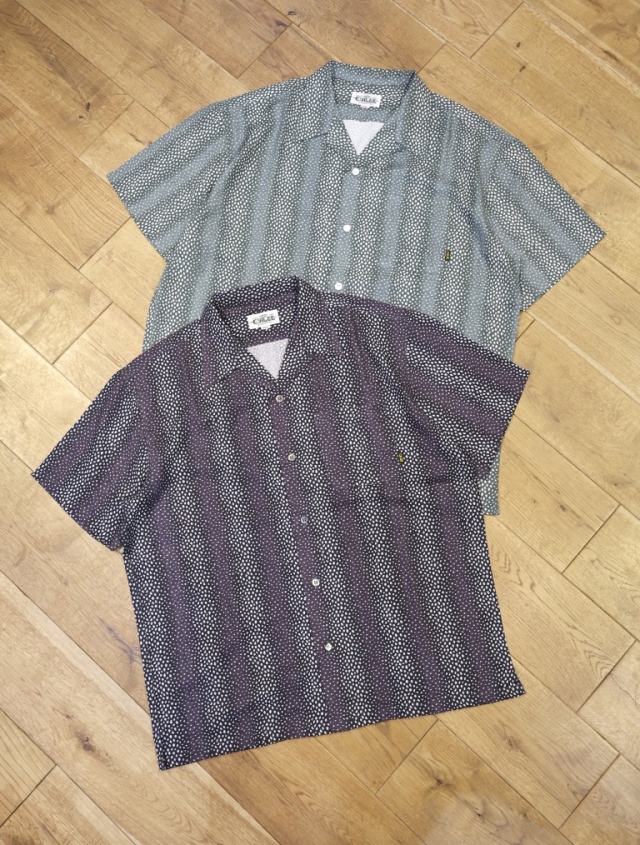 CALEE 　「STRIPE PATTERN S/S SH」  オープンカラーレーヨンシャツ