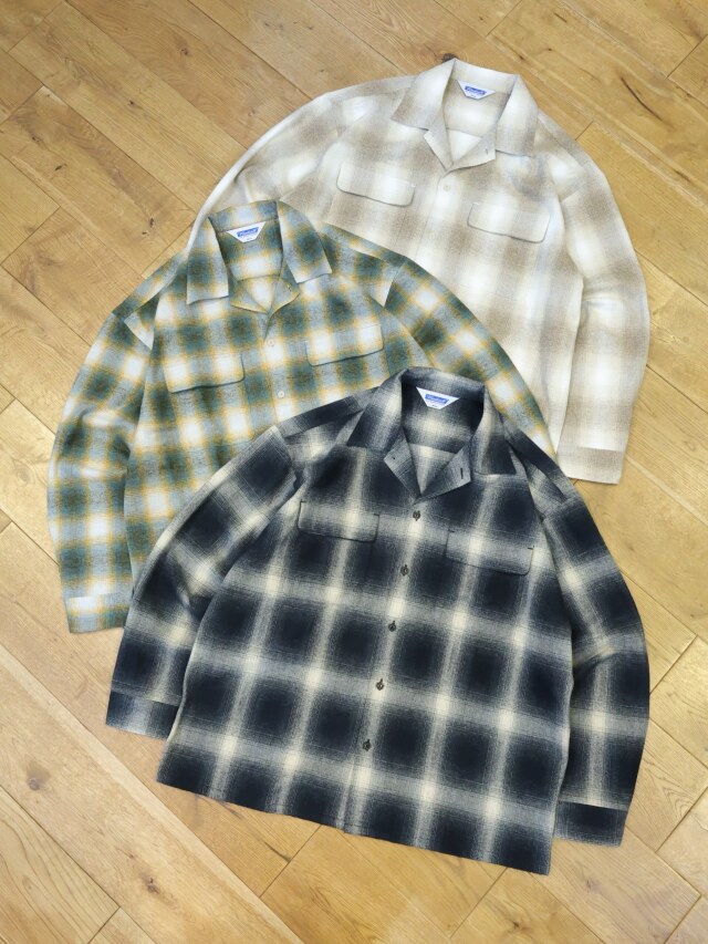 RADIALL　　「SHORE - OPEN COLLARED SHIRT L/S」　 オープンカラー オンブレーチェックシャツ