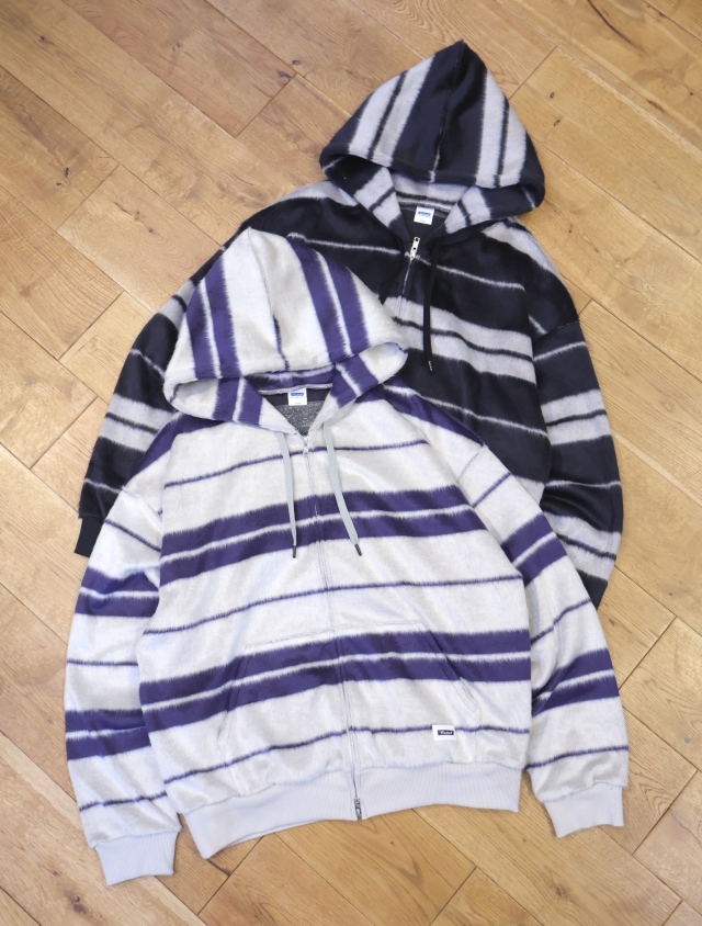 RADIALL 　　「BAJA - ZIP UP HOODIE」　 ボーダー ジップアップフーディー