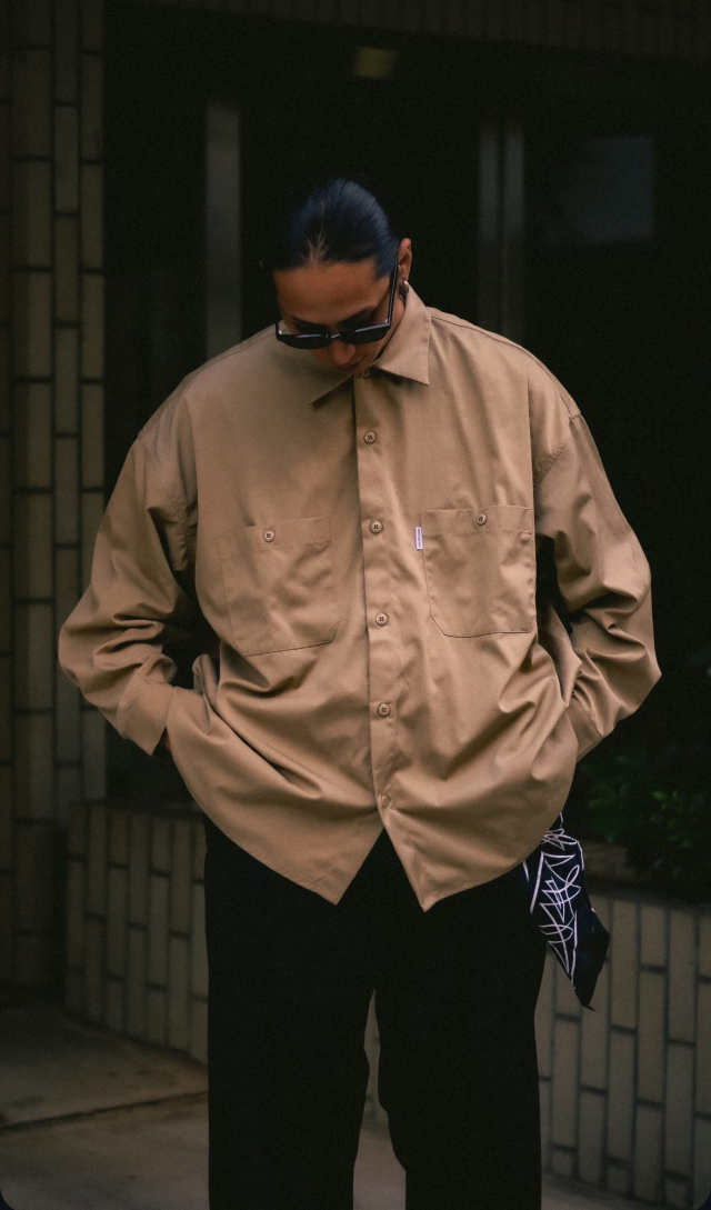 COOTIE 「Nylon Chino Cloth L/S Work Shirt」 オープンカラー ワーク 