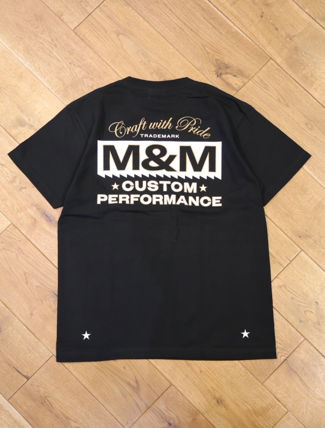 M＆M Customperformance 本立て ウッド　黒×白　ロゴ　★ 4月12日発売！】M&M CUSTOM PERFORMANCE 「CWP TM Logo Tee
