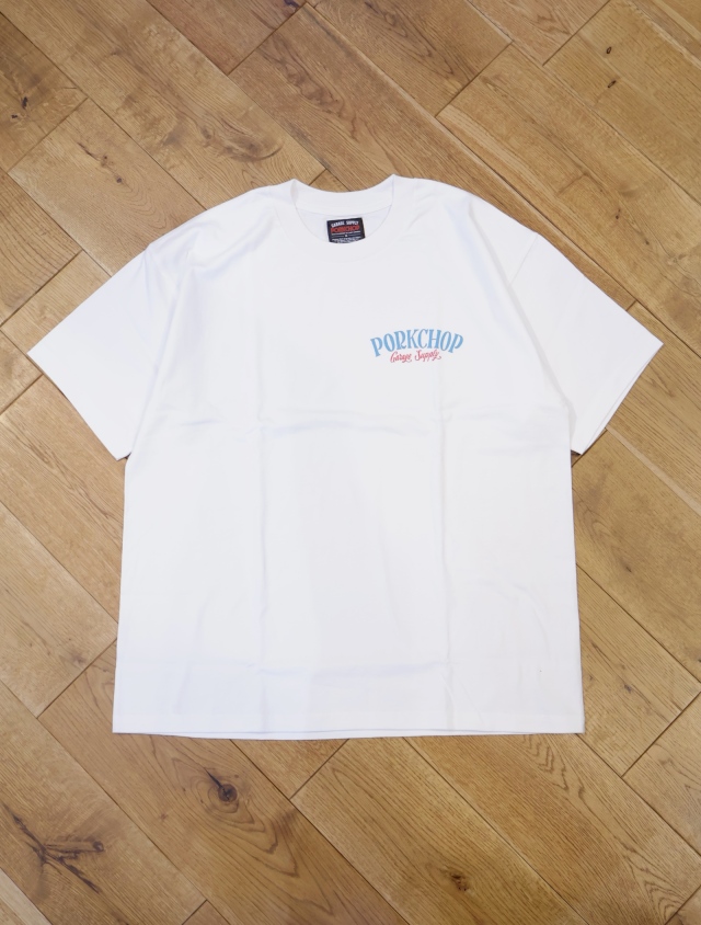 PORKCHOP/PCGS BLOCK TEE（WHITE）プリントT-25春夏 PORKCHOP