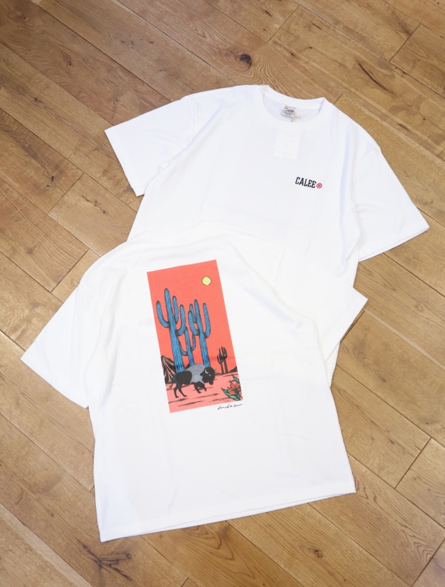 CALEE × MIHO MURAKAMI　　「DROP SHOULDER PRINT TEE＜TYPE A＞」　　ドロップショルダープリントティーシャツ