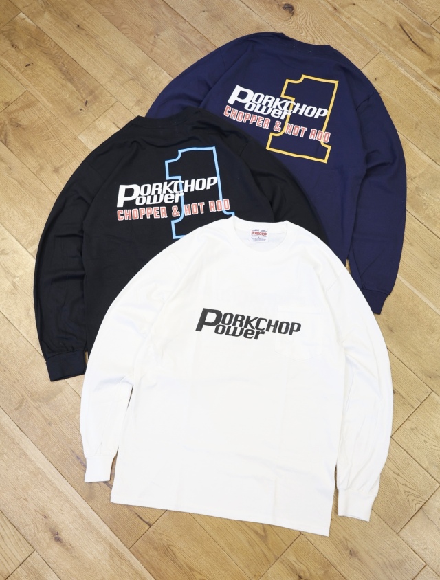 【4月26日 発売！】PORKCHOP GARAGE SUPPLY　「P POWER POCKET L/S TE」  プリントロングスリーブポケットティーシャツ