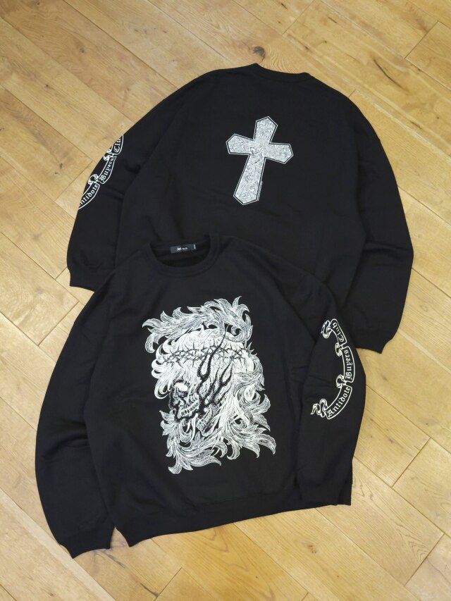 ANTIDOTE BUYERS CLUB　「ASIC Crewneck Sweat Shirt (Leaf Skull)」　レギュラーシルエット スウェットクルーネック