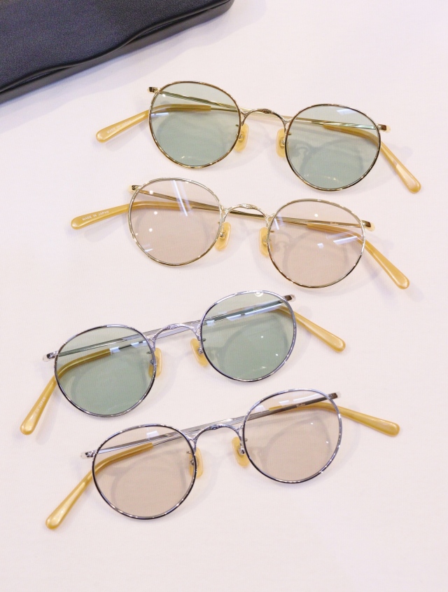CALEE VINTAGE TYPE CIRCLE GLASSES 銀/緑