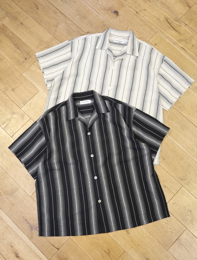 COOTIE　　「Dobby Chain Stripe S/S Cavana Shirt」　ドビーストライプ カバナシャツ