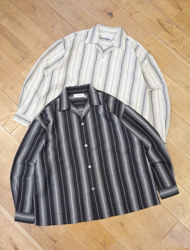COOTIE　　「Dobby Chain Stripe L/S Cavana Shirt」　ドビーストライプ カバナシャツ