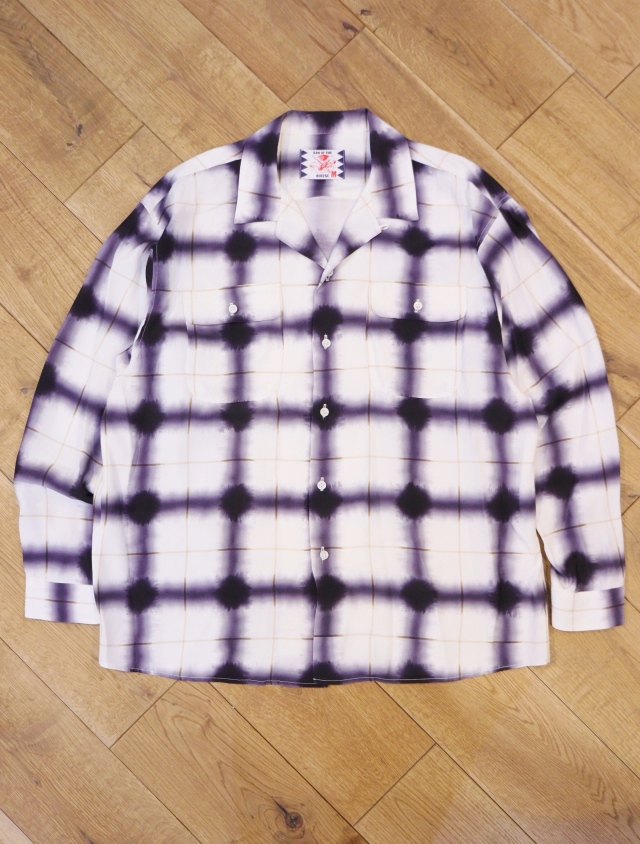 SON OF THE CHEESE 「Omble Tie Dye Shirt」 オープンカラーチェックシャツ