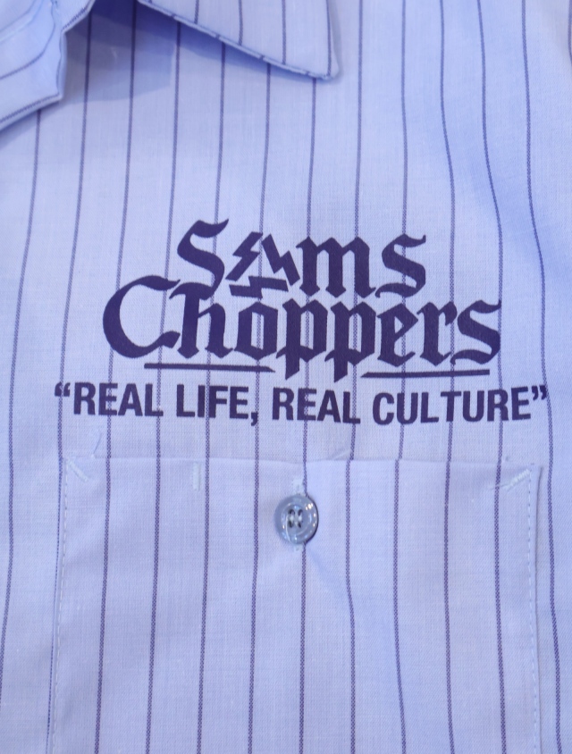 セクシーキャット！ chopperレザーファラオ、ワークシャツ2点セット STRIPED OPEN COLLAR SHIRT L/S ( TYPE-2 ) #BLACK [24FW-WMS