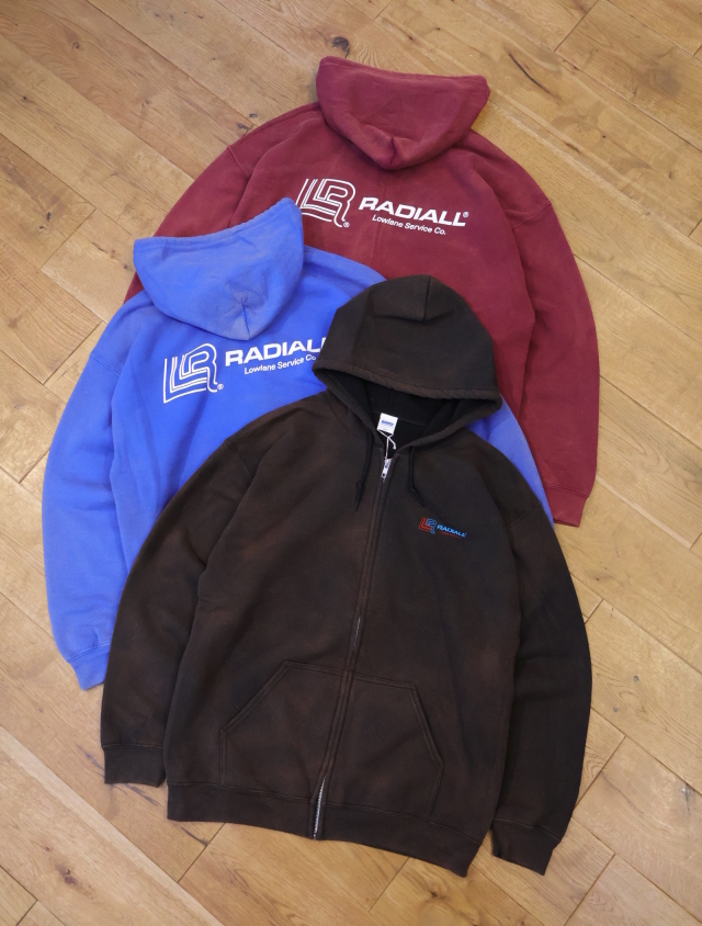 RADIALL 　　「LOWLANE - ZIP UP HOODIE」　 ミストブリーチ加工 スウェットジップアップフーディー