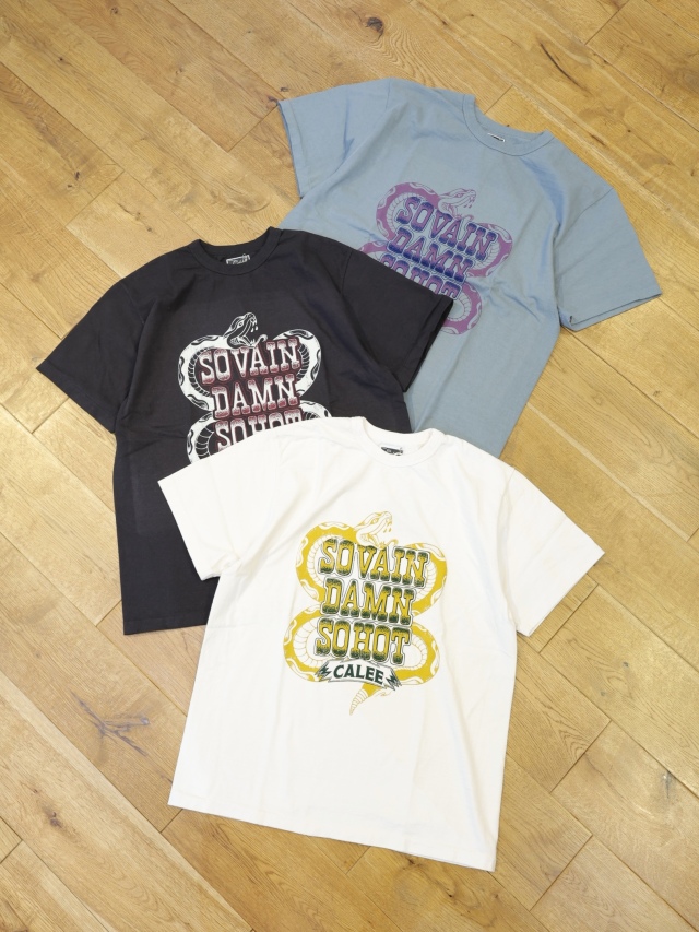 CALEE 「GARMENT DYE SNAKE LOGO TEE ＜BARTHDAY WORKS DESIGN＞」 ガーメントダイ ティーシャツ