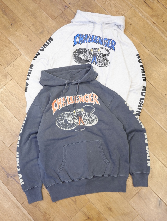 【3月25日 11時～発売開始！】CHALLENGER　「SNAKE HOODIE」　ピグメントダイ スウェットフーディー