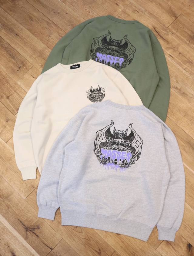 MASSES 「SWEAT CREW SKULLBAT」 クルーネックスウェット