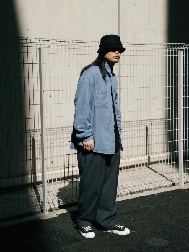 COOTIE 「Double Gauze Check Oversized L/S Shirts」 オーバーサイズ