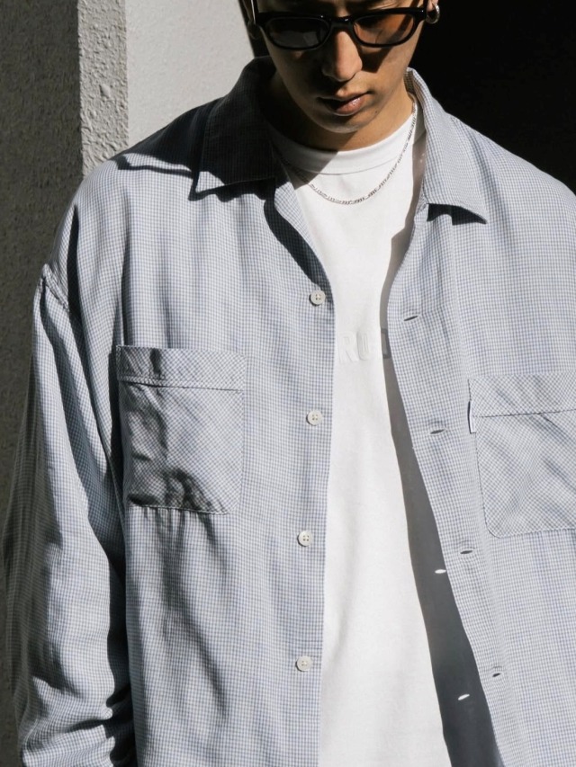 トップス COOTIE Linen Check Work L/S Shirt COOTIE 「Double Gauze Check Open Collar L/S Shirts」 オープン