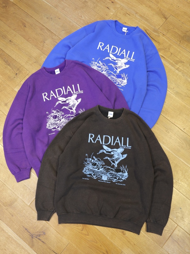 RADIALL 　 「DUCKS - CREW NECK SWEATSHIRT L/S」　ミストブリーチ加工 クルーネックスウェット