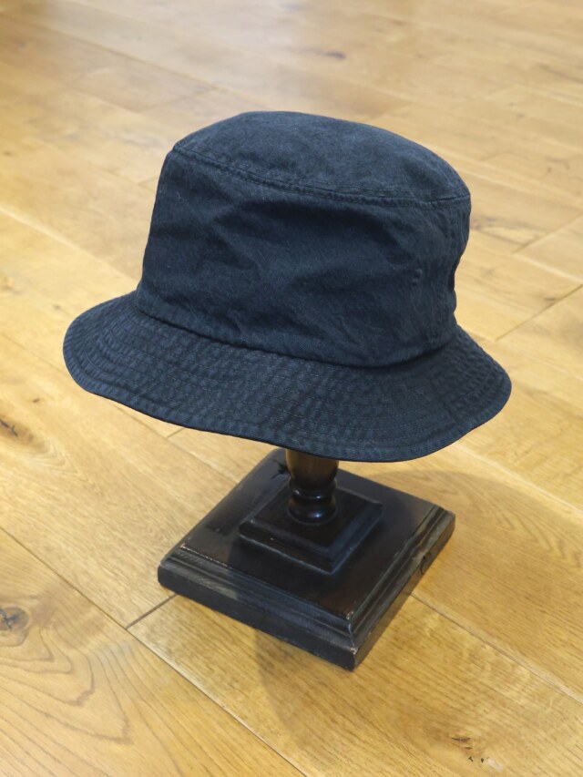 MASSES　　「BUCKET HAT BLACK TWILL」　ウォッシュ加工 バケットハット