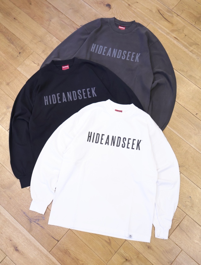 Hide and Seek　「Logo L/S Tee-2（26ss）」　ビッグシルエット プリントロングスリーブティーシャツ
