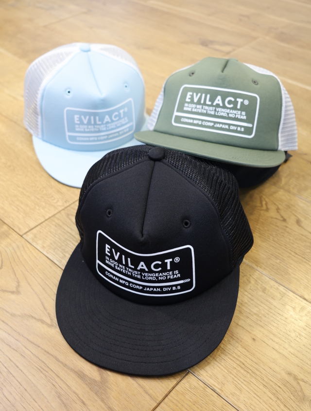 【5月11日 12:00～ 発売開始】　EVILACT 　「MESH CAP」　5パネル メッシュキャップ