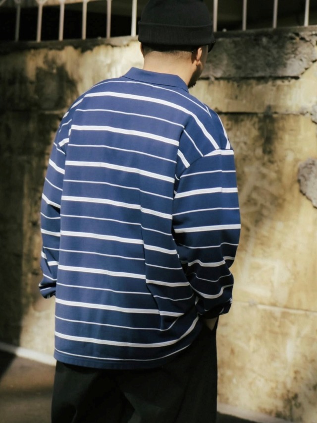 COOTIE 「Moss Stitch Border L/S Polo」 カノコボーダー ポロシャツ