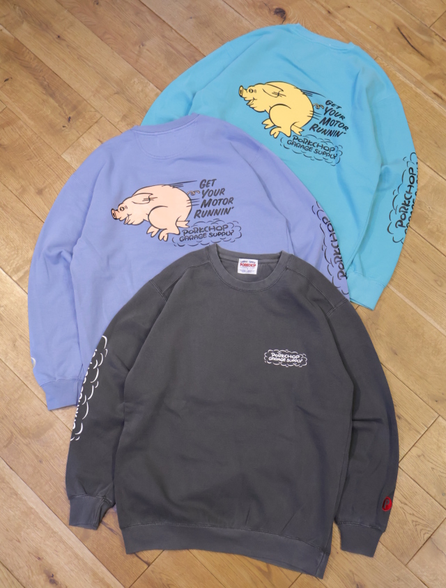 PORKCHOP GARAGE SUPPLY スウェット PORKCHOP GARAGE SUPPLY 「RUNNING LOGO SWEAT」 ピグメントダイ
