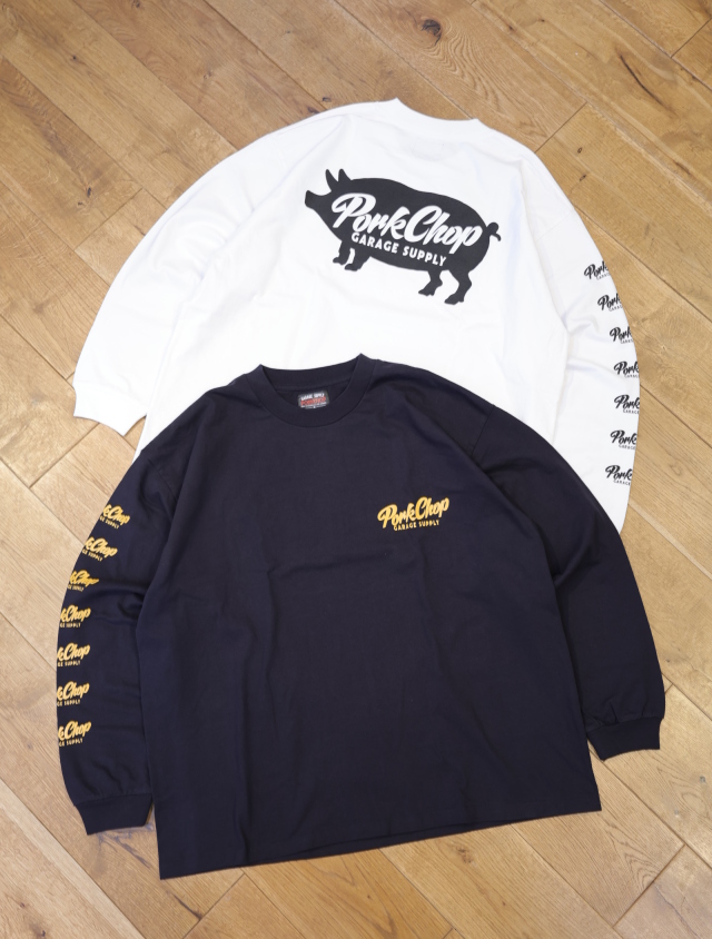 【3月29 発売！】PORKCHOP GARAGE SUPPLY　「SCRIPT PORK L/S TEE」  プリントロングスリーブティーシャツ