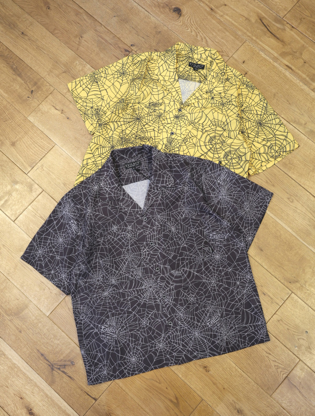 【5月11日 12:00～ 発売開始】EVILACT 　「SPIDERWEB SS SHIRT」　オープンカラーシャツ