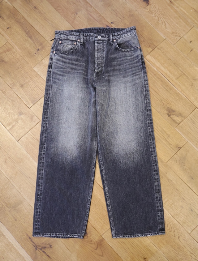EVILACT 　　「DENIM 03 CUSTOM＜BLACK＞」　USED加工ワイドデニムパンツ