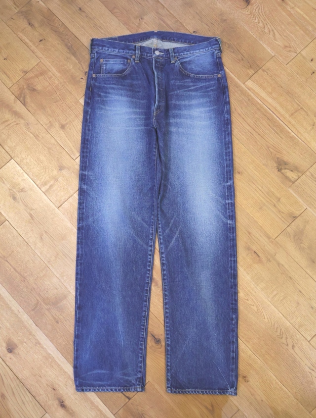 MASSES　　「DENIM 5P PANTS H.WASH」　ヴィンテージ加工 ワイドストレートデニムパンツ