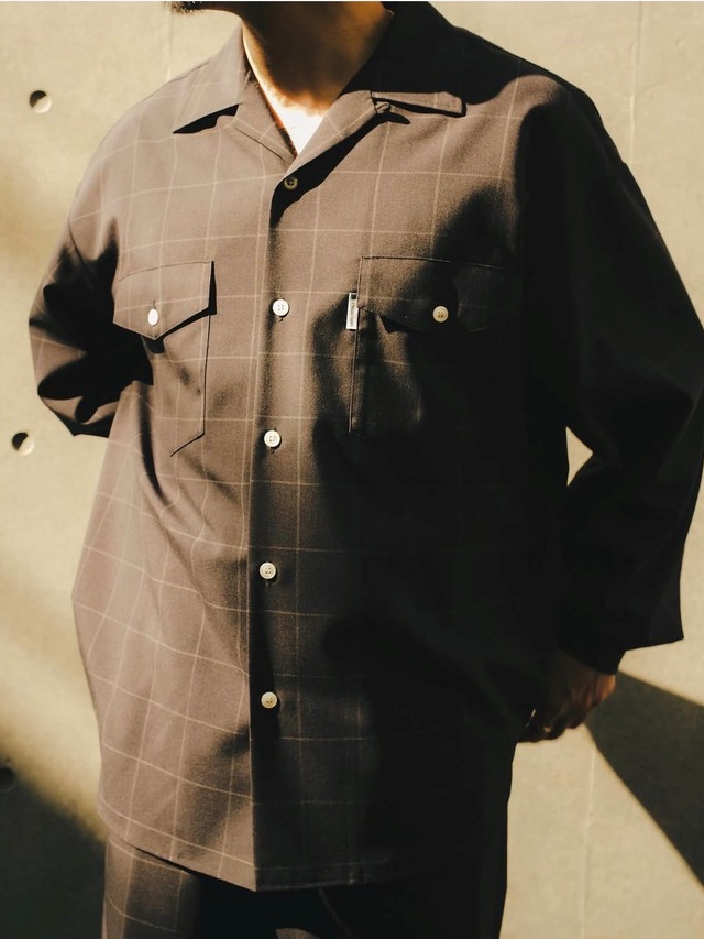 COOTIE 「T/W L/S Scout Shirt <CHECK>」 オープンカラー スカウトシャツ