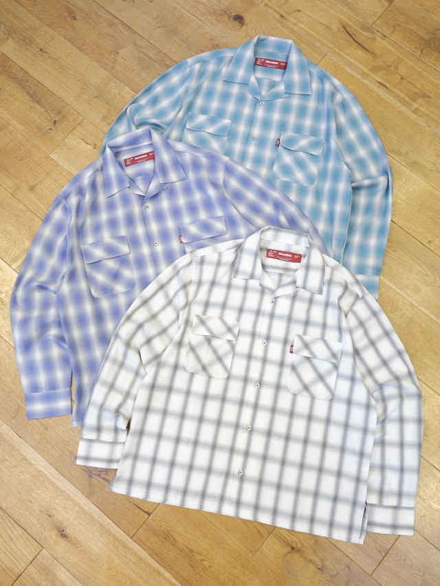Hide and Seek　「Ombre Check L/S Shirt（26aw）」　オープンカラー オンブレーチェックシャツ