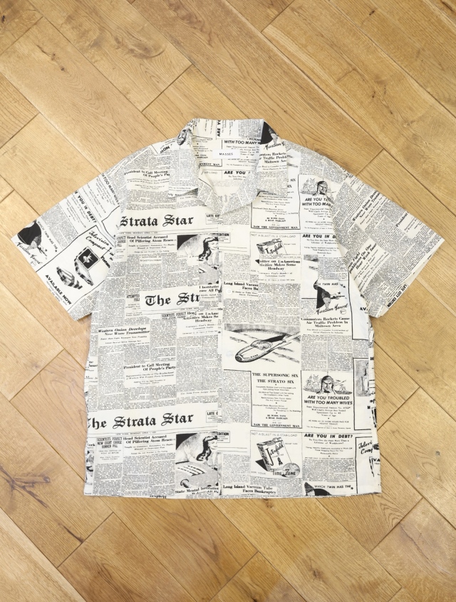 MASSES　「NEWS PAPER S/S SHIRT」　オープンカラーシャツ