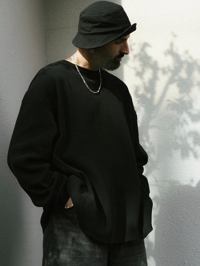COOTIE オーバーサイズ ワッフルロングスリーブティーシャツ　スウェット COOTIE 「Degreasing Rough Waffle L/S Tee」 ワイドシルエット