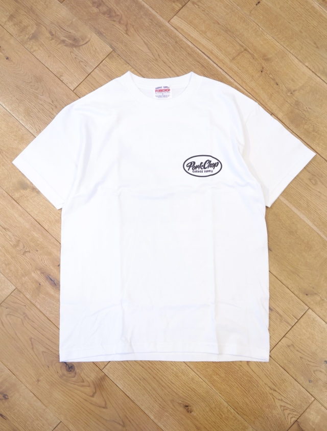 PorkChop PCGS BLOCK Tシャツ WHITE ポークチョップ M PORKCHOP GARAGE SUPPLY - PCGS BLOCK TEE (WHITE) / オーバル