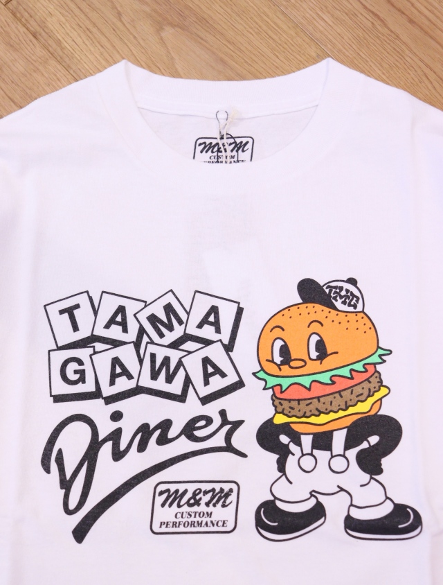 キムタク着　M&M×TAMAGAWA多摩川ダイナーTシャツ Ｌ キムタク着・新品未使用】M&M 両面ロゴtシャツ 黒 L