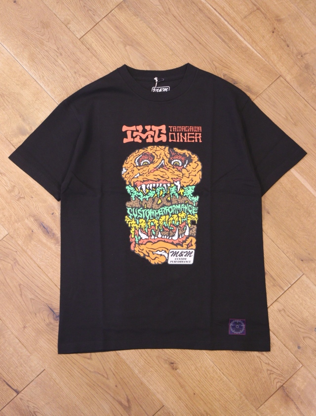 m＆m MASSES TAMAGAWA Diner　トリプルコラボT　黒　XL M&M CUSTOM PERFORMANCE - ×TAMAGAWA DINER ×MASSES PRINT T